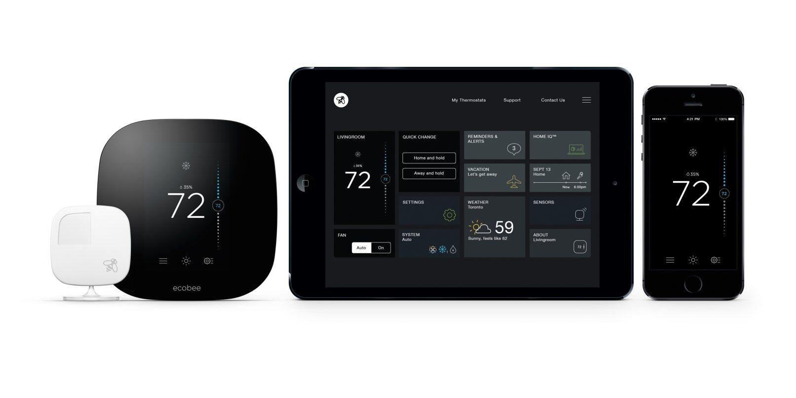 Thermostats on wall